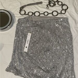 Silver Sequin Skirt